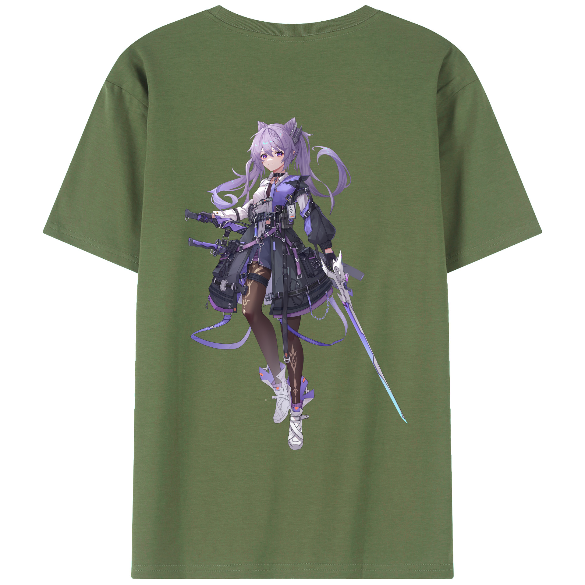 げんし神 刻晴 こくせい genshin Kokusei 綿100％ メンズ半袖Tシャツ（バックプリント） 通気性